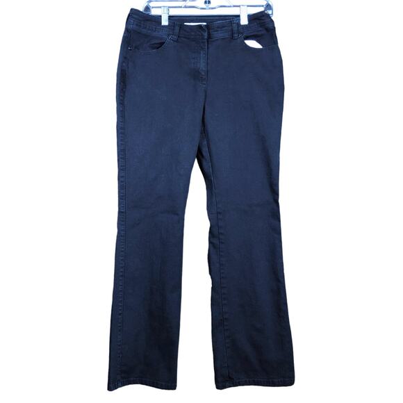 Chicos Womens Jeans Black Platinum Flared Denim Mid Rise Stretch 1 (M) - Picture 1 of 11